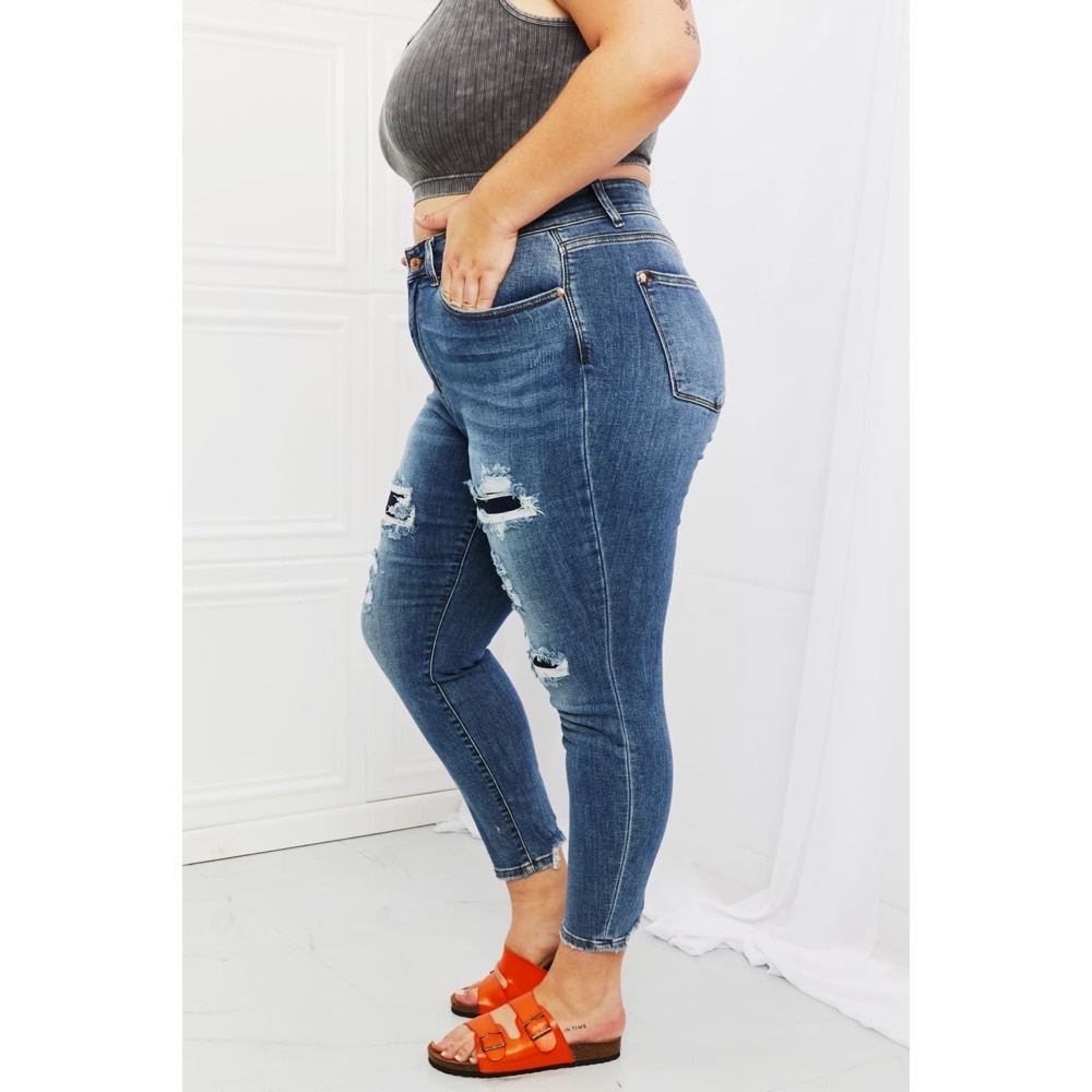 Judy Blue Patched Distressed Skinny Jeans